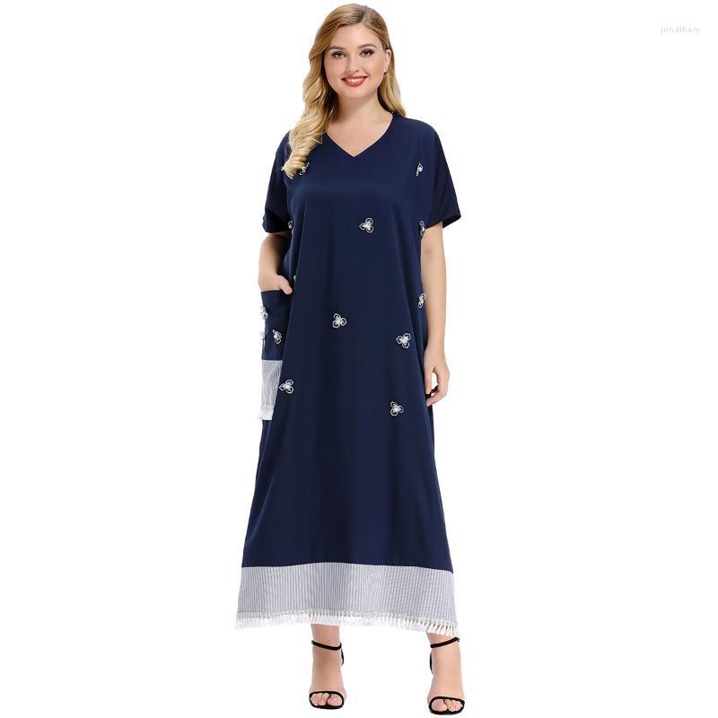Plus Size Dresses ROKEN EVAN 2022 Abaya Women Elegant V Neck Short Sleeve Stitching Hem Beading Blue Maxi Dress Jona22
Plus Size Dresses ROKEN EVAN 2022 Abaya Women Elegant V Neck Short Sleeve Stitching Hem Beading Blue Maxi Dress Jona22