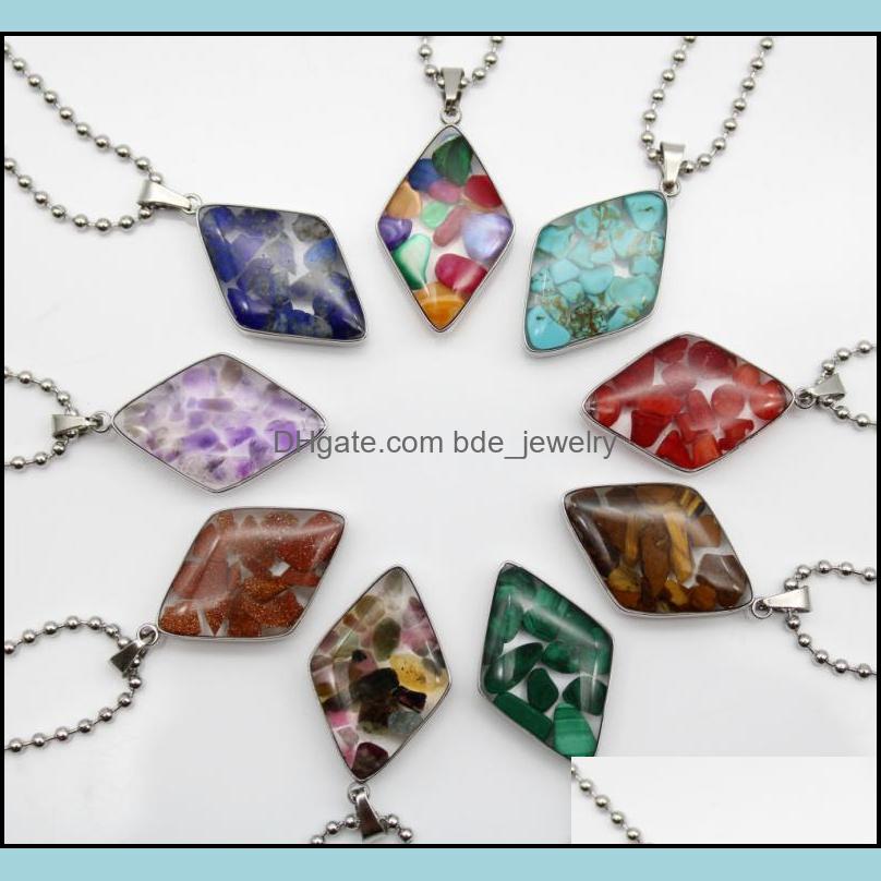 Pendant Necklaces Stainless Steel Chain Gravel Stone Rhombus Glass Pink Quartz Crystal Agates Turquoises Malachite Neckl Dhseller2010 Dh8S9
Pendant Necklaces Stainless Steel Chain Gravel Stone Rhombus Glass Pink Quartz Crystal Agates Turquoises Malachite Neckl Dhseller2010 Dh8S9