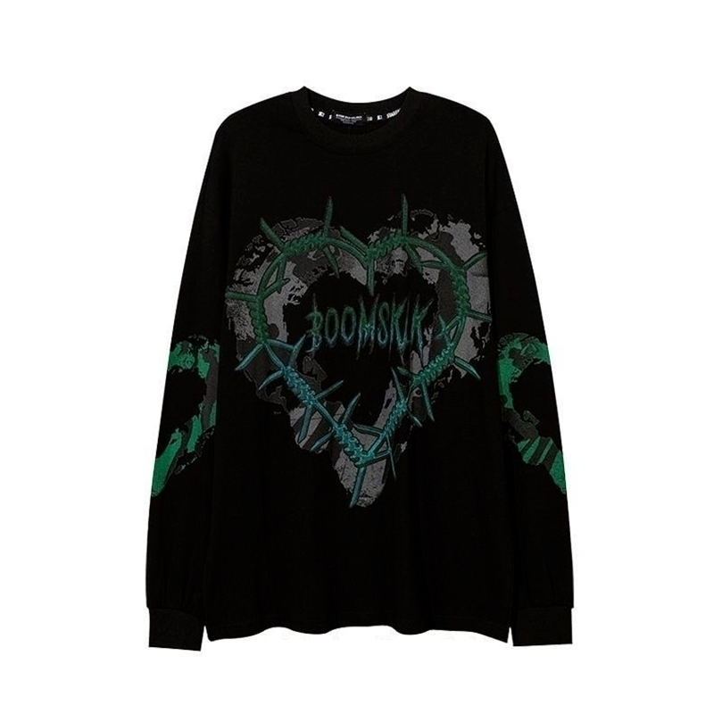 HOUZHOU Gothic Punk Green Print Long Sleeve T shirts Women Grunge Oversize Harajuku Streetwear Print O neck Black Top Pullover 220407
HOUZHOU Gothic Punk Green Print Long Sleeve T shirts Women Grunge Oversize Harajuku Streetwear Print O neck Black Top Pullover 220407