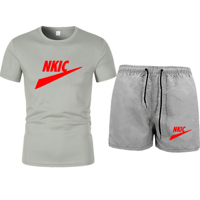 New Summer Fashion Men's 2 Piece Set Tracksuits Casual Short Sleeves Brand LOGO Print Cotton white gray T-shirt+shorts Pants Suits, Light blue
New Summer Fashion Men's 2 Piece Set Tracksuits Casual Short Sleeves Brand LOGO Print Cotton white gray T-shirt+shorts Pants Suits, Light blue
