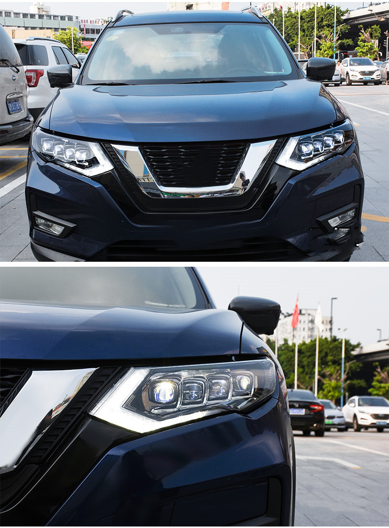 Full LED Headlight For Nissan X-Trail LED Headlights 20 17-20 20 Blue DRL Turn Signal High Beam Running Lights