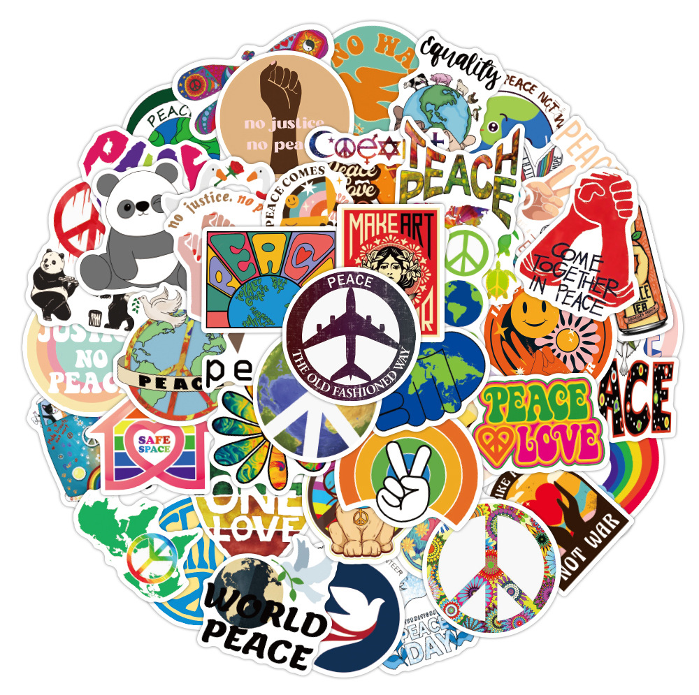 50Pcs World Peace Cartoon Stickers Non-Random For Car Bike Luggage Sticker Laptop Skateboard Motor Water Bottle Snowboard wall Decals Kids Gifts, Multi-color
50Pcs World Peace Cartoon Stickers Non-Random For Car Bike Luggage Sticker Laptop Skateboard Motor Water Bottle Snowboard wall Decals Kids Gifts, Multi-color