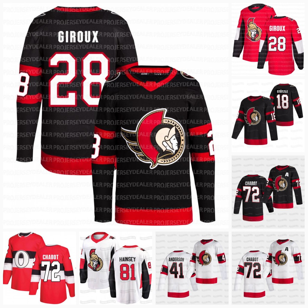 28 Claude Giroux Ottawa 2021 Senators Jersey Tim Stutzle Brady Tkachuk Thomas Chabot Matt Murray Greig Connor Brown Anderson Zaitsev Hainsey, Black mens s-3xl
