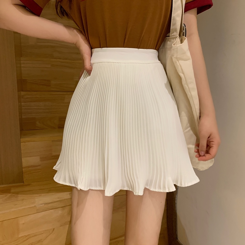 college style high waist retro A-line pleated skirt women 220322