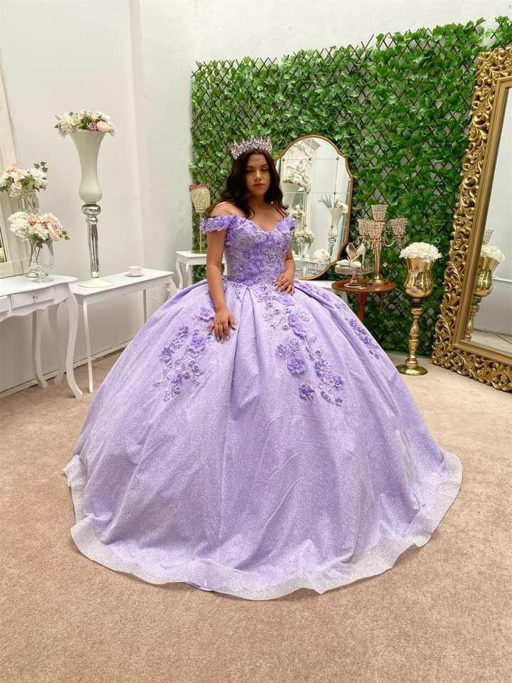 Sparkly Lilac Pink Quinceanera Dress 2022 Luxury Flower Florals Vestidos De 15 Anos Masquerade xv Dress Lavender Sixteen Light Blue Prom Party Birthda