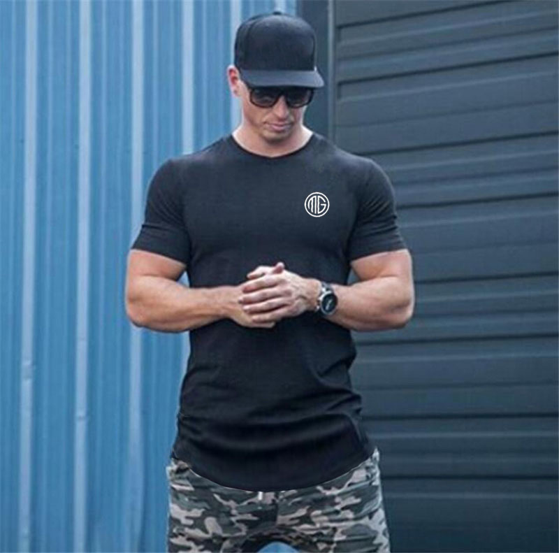 Muscleguys Slim fit T Shirt Men Slim Fit Tees Men Gyms T-Shirts Bodybuilding Tops Fitness Clothing O-Neck Short Sleeve T Shirt 220504