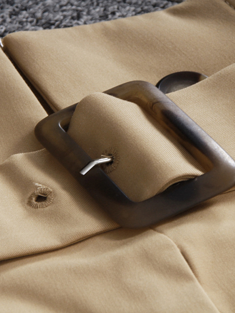 [EAM] High Waist Brown Bandage Asymmetrical Pleated Temperament Half-body Skirt Women Fashion Spring Autumn 1S4 220317