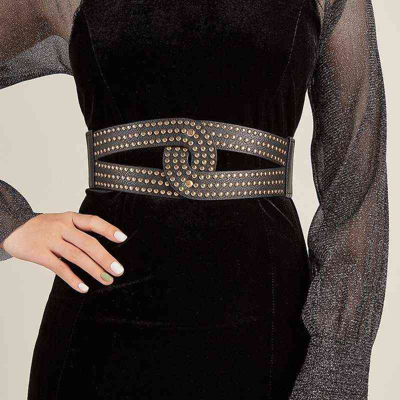 2022 High Quality Ladies Corset Elastic Rivet Wide Belt Dress Jacket Suit Shirt Decoration Belts For Women Luxury Designer Brand L220728, Black
2022 High Quality Ladies Corset Elastic Rivet Wide Belt Dress Jacket Suit Shirt Decoration Belts For Women Luxury Designer Brand L220728, Black