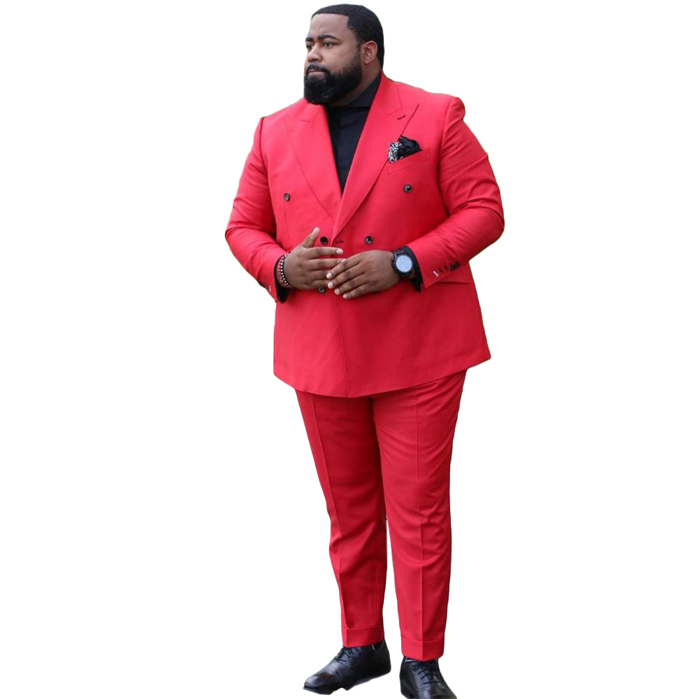 Plus Size Wedding Tuxedos Double Breasted Mens Pants Suits Handsome Men Prom Party Formal Outfit 2 pieces