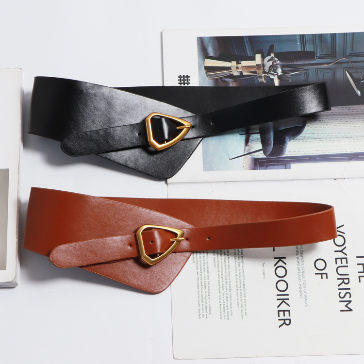 Irregular Genuine Leather Wide Multicolor Belt Personality Women New Fashion Tide All-match Spring Autumn