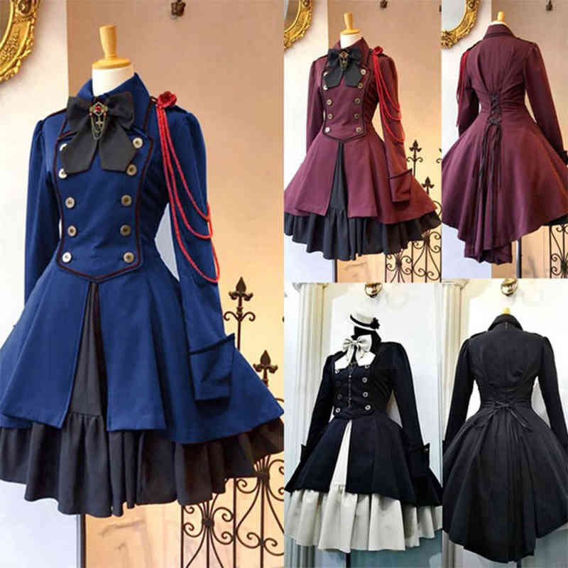 Medieval Retro Gothic Black Lace Up Chain Bow Lolita Coat Long Sleeves Ruffle ic Lolita Dress Slim Knee Length Cosplay Clot L220714, Purple
Medieval Retro Gothic Black Lace Up Chain Bow Lolita Coat Long Sleeves Ruffle ic Lolita Dress Slim Knee Length Cosplay Clot L220714, Purple