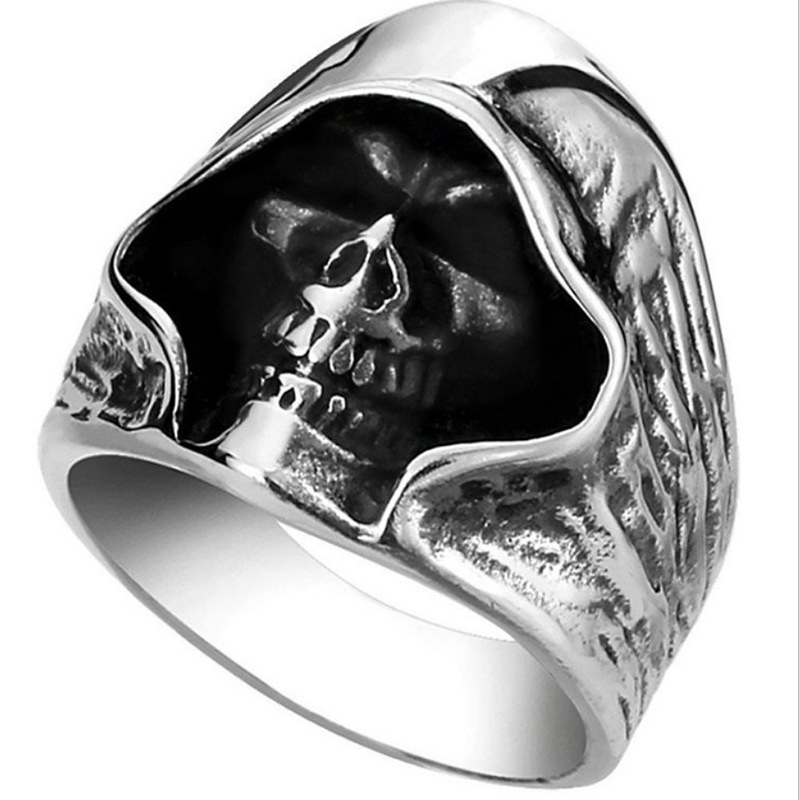 Cool Mexican Style Antique Silver Skull Ring Punk Jewelry for Mens Gift