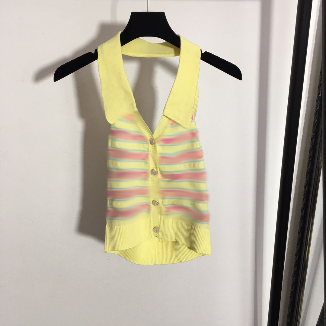 225 2022 Milan Runway Spring Summer Brand Same Style Sweater Sleeveless Lapel Neck Yellow Pullover Striped High Quality Womens ou, White
225 2022 Milan Runway Spring Summer Brand Same Style Sweater Sleeveless Lapel Neck Yellow Pullover Striped High Quality Womens ou, White