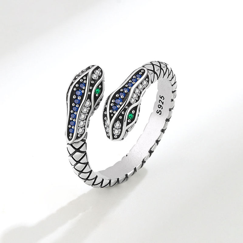 Top Quality S925 Silver Plated Austrian Crystal Snake Ring for Women Hip Hop Party Rings Lucky Jewelry Gift
