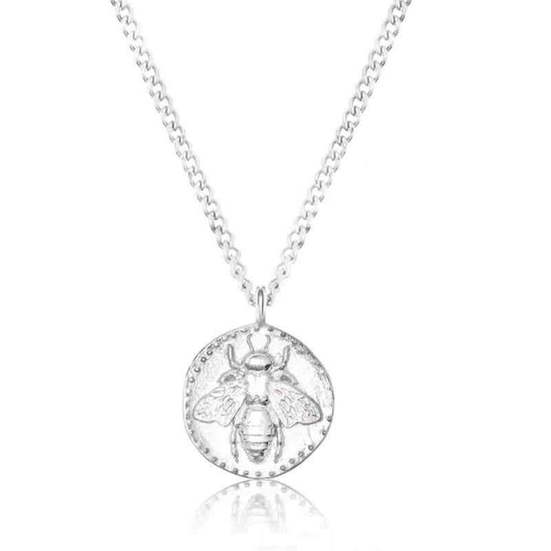 Pendant Necklaces Joolim Jewelry PVD Gold Finish Fashionable Bee Coin Necklace Stylish Stainless Steel NecklacePendant