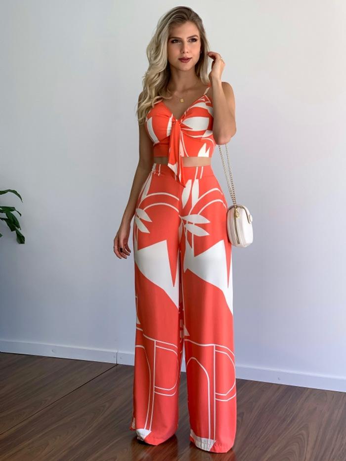 Women' Two Piece Pants Women Fashion Tropical Print Sling Top Sexy High Waist Wide Leg Trousers Pieces SuitWomen, Black
Women' Two Piece Pants Women Fashion Tropical Print Sling Top Sexy High Waist Wide Leg Trousers Pieces SuitWomen, Black