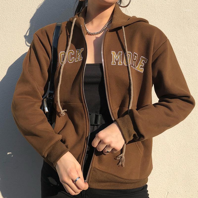 Autumn Spring Letter Print Brown Zip Up Hoodies Women 90s Aesthetic Casual Loose Hooded Sweatshirts Coats And Jackets Hoodie Women
Autumn Spring Letter Print Brown Zip Up Hoodies Women 90s Aesthetic Casual Loose Hooded Sweatshirts Coats And Jackets Hoodie Women