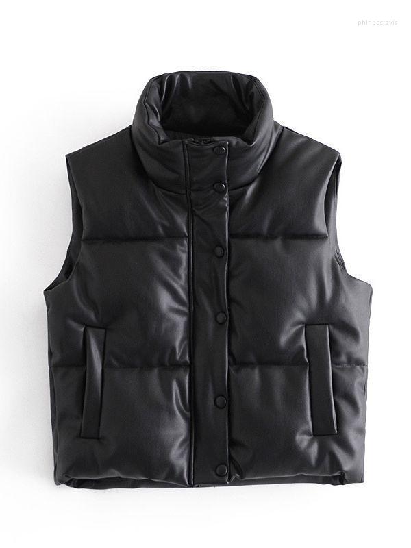 Women's Vests Female Sleeveless Jacket Womens Puffy Vest Down Black Pu Leather Woman Coat Autumn Winter Outwear Puffer VestWomen's Phin22
Women's Vests Female Sleeveless Jacket Womens Puffy Vest Down Black Pu Leather Woman Coat Autumn Winter Outwear Puffer VestWomen's Phin22
