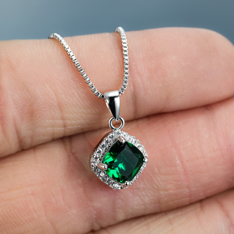 Beautiful Emerald Sapphire Purple Gemstone Pendant Necklace Fine Jewelry Necklaces for Engagement Gift