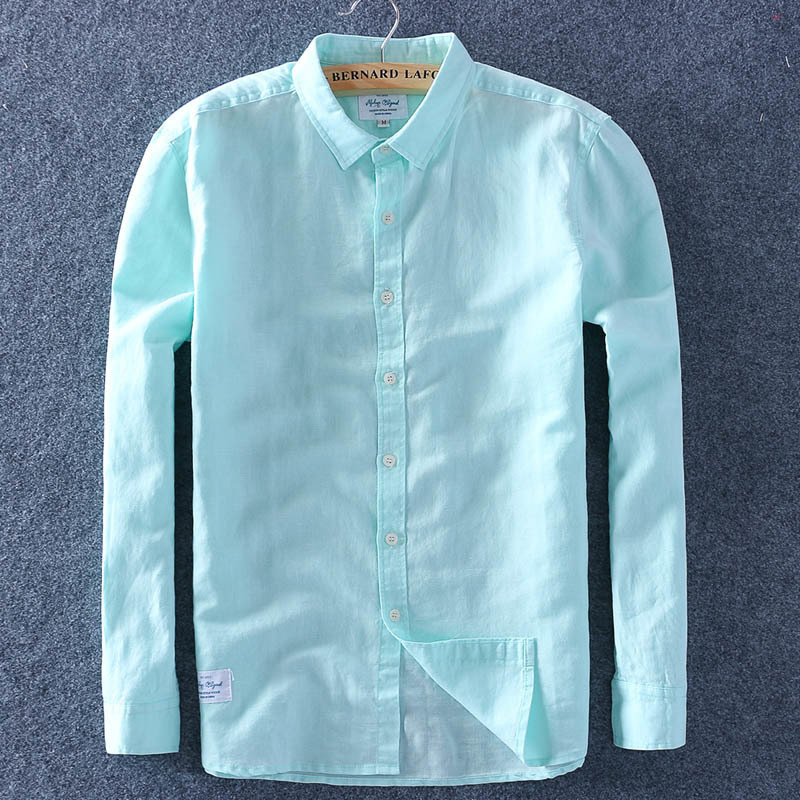 Schinteon Men Spring Summer Cotton Linen Shirt Slim Casual Long Sleeves Square Collar Comfortable Undershirt Male 3XL 4XL 220401