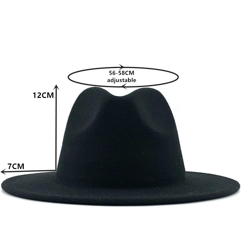 gray red Patchwork Wool Felt Jazz Fedora Hat Women Unisex Wide Brim Panama Party Trilby Cowboy Cap Men Gentleman Wedding Hat XL 220511