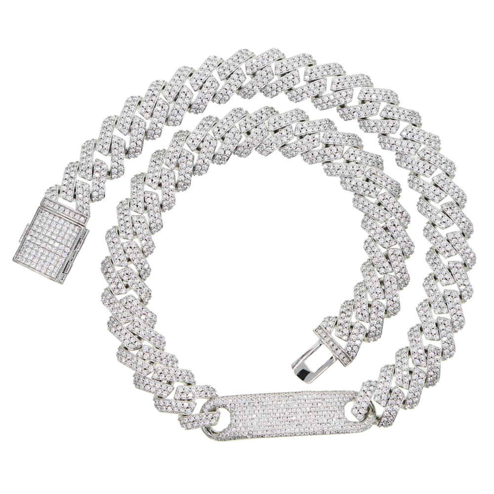 Iced Out bling cz hip hop women choker jewelry New bar pendant neckalce with Miami curb cuban link chain necklace