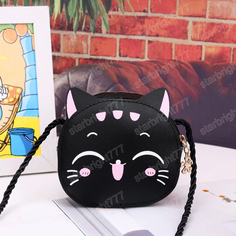Cute Children Girls' Crossbody Bag Cartoon Cat Princess Small Shoulder Bags PU Leather Boys Kids Coin Purse Handbags Wallet
