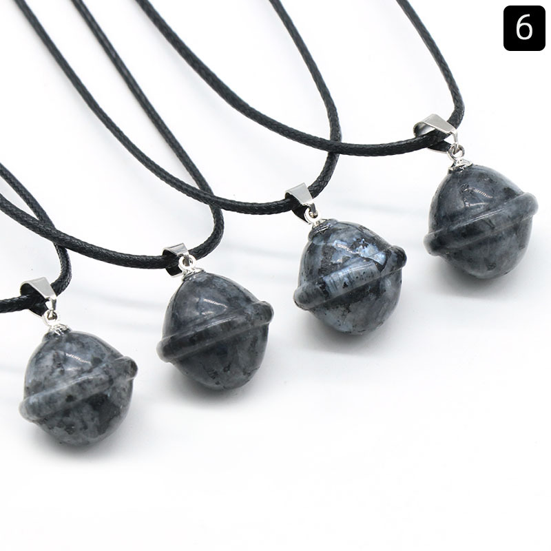Natural Crystal Mini Planet Galactic Planet Charms Necklaces Rose Quartz Aventurine Labradorite Stone Pendant Universe Necklace