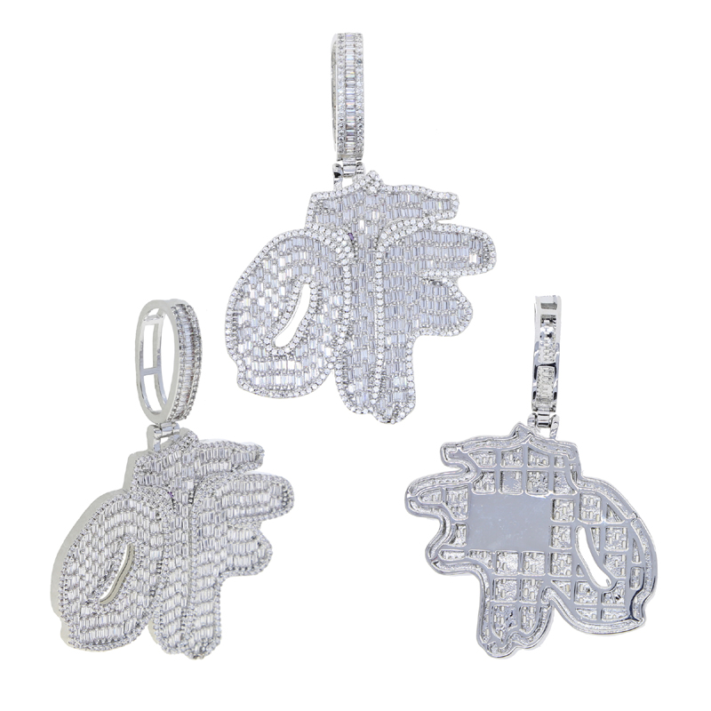 Men Hip Hop Iced Out OTF Letter Pendant Necklace Bling 5A Cubic Zirconia Paved Tennis Chain Necklace Jewelry
