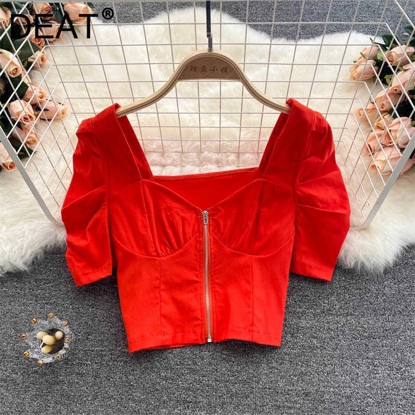 DEAT Women Multicolor T-shirt Solid Color Square Collar Short Puff Sleeve Temperament Fashion Spring Summer 11D1115 210709, White
DEAT Women Multicolor T-shirt Solid Color Square Collar Short Puff Sleeve Temperament Fashion Spring Summer 11D1115 210709, White