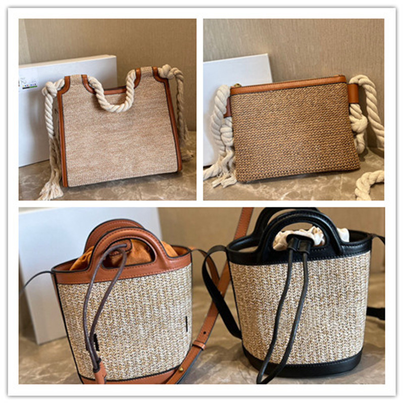 Hot Luxurys Designer Bags Womens Raffia rope handles Tote Bag Straw Shopping Bag For women Marcel Large Capacity Handbags Lady Fashion Travel Street Totes bucket bag, Black - 18 cm
Hot Luxurys Designer Bags Womens Raffia rope handles Tote Bag Straw Shopping Bag For women Marcel Large Capacity Handbags Lady Fashion Travel Street Totes bucket bag, Black - 18 cm