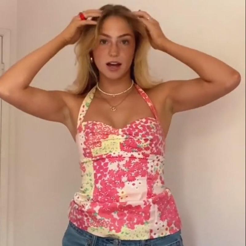 Women' Tanks & Camis Summer Floral Print Basic One-neck Sexy Lace-up Slim Tank Top, As pic
Women' Tanks & Camis Summer Floral Print Basic One-neck Sexy Lace-up Slim Tank Top, As pic