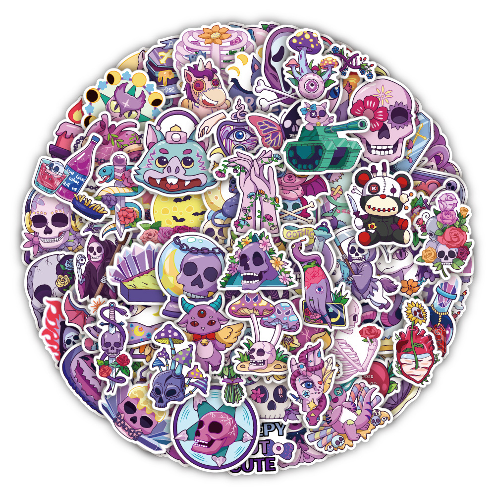 50PCS Cute Gothic Artistic Horror Halloween Stickers Cartoon Decal Laptop Phone Luggage Funny Cool Sticker for Kid Toy