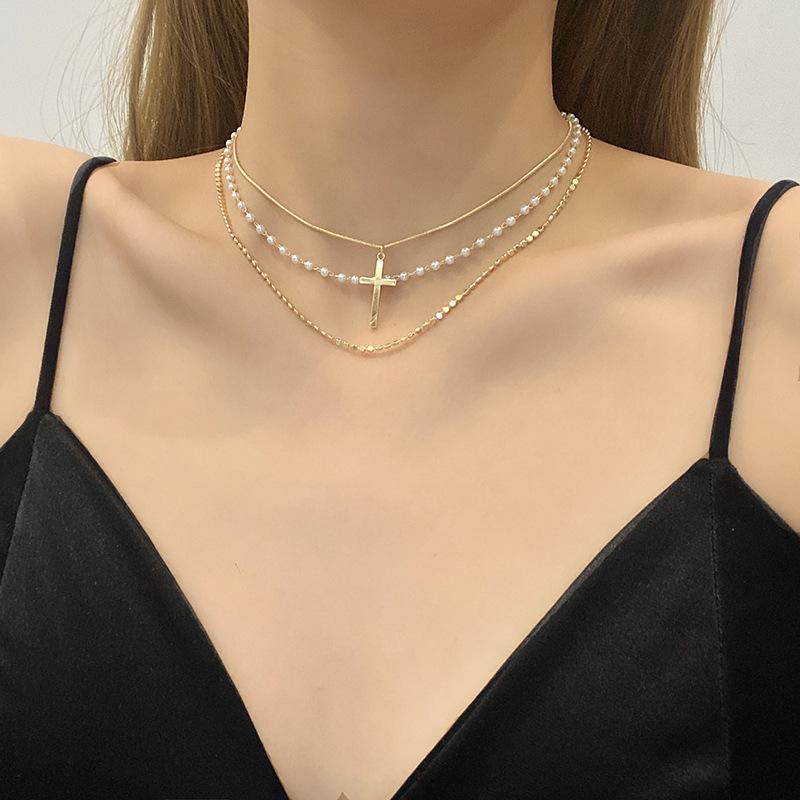 Pendant Necklaces European And American Retro Pearl Cross Necklace Double Clavicle Chain Personalized Temperament Simple PendantPendant
Pendant Necklaces European And American Retro Pearl Cross Necklace Double Clavicle Chain Personalized Temperament Simple PendantPendant
