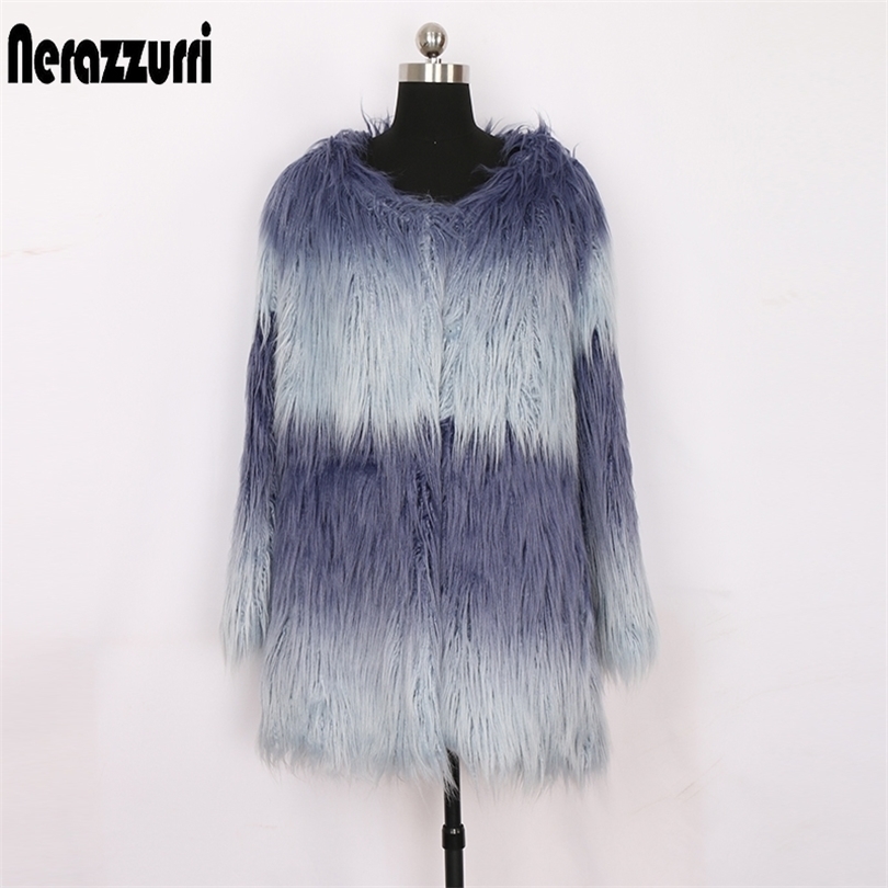 Nerazzurri Gradient faux fur jacket women Warm fluffy mongolian lamb fur jackets for women Womens winter jackets and coats 201016, Multicolor
Nerazzurri Gradient faux fur jacket women Warm fluffy mongolian lamb fur jackets for women Womens winter jackets and coats 201016, Multicolor