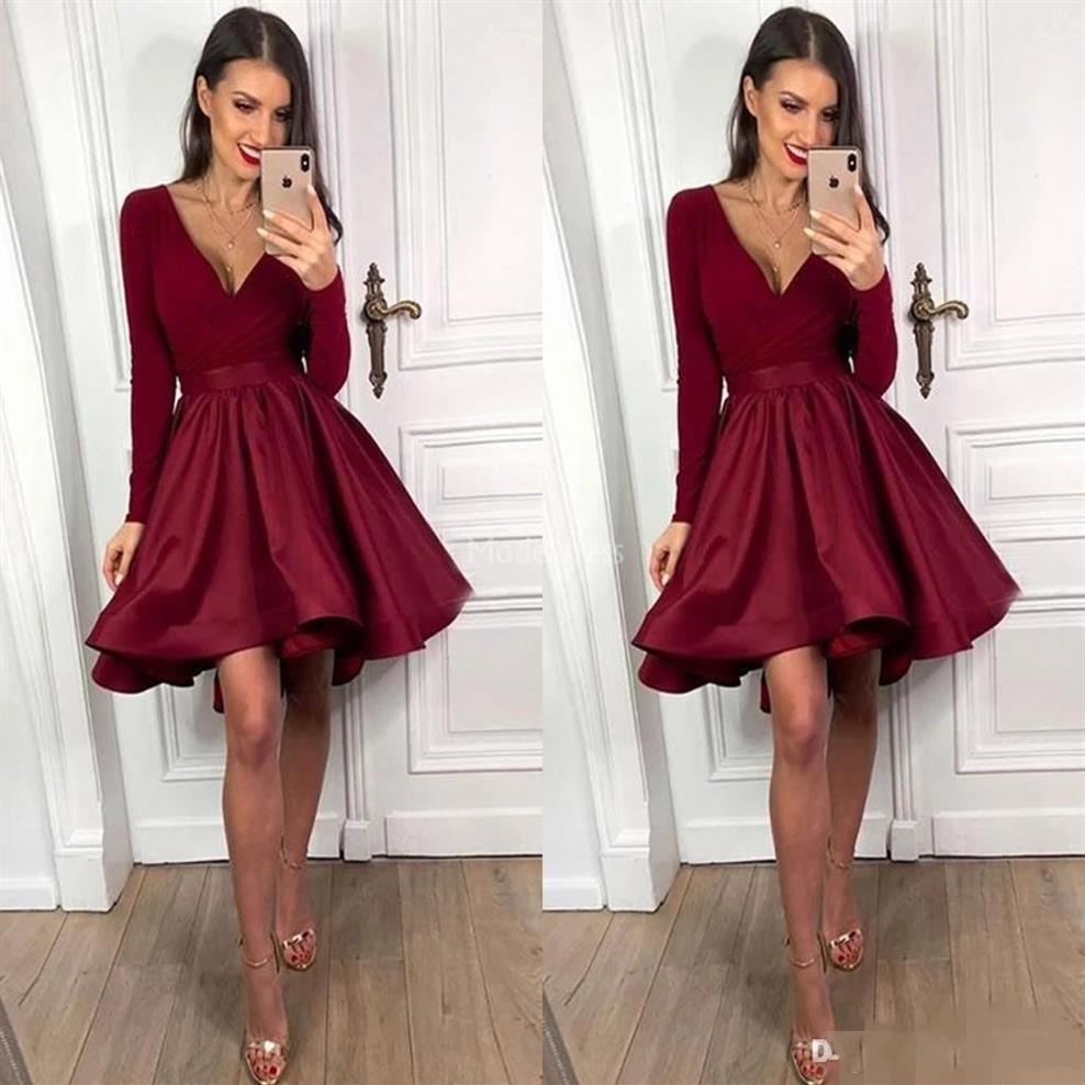 2020 Burgundy Cocktail Party Dresses Long Sleeves Deep V Neck Satin Pleats Short Prom Dress Formal Occasion Wear Cocktail Party Go259U, Gold
2020 Burgundy Cocktail Party Dresses Long Sleeves Deep V Neck Satin Pleats Short Prom Dress Formal Occasion Wear Cocktail Party Go259U, Gold