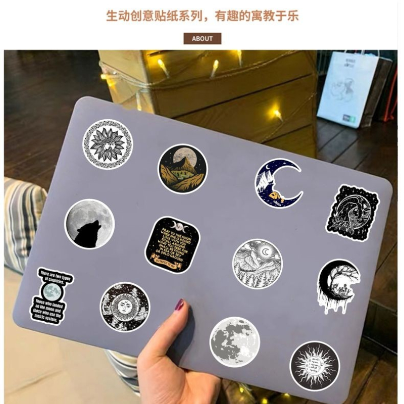 50Pcs/Lot Retro Greek mythology Triple Moon Goddess Stickers Sun Moon Graffiti Sticker for DIY Luggage Laptop Skateboard Motorcycle Bicycle Decals