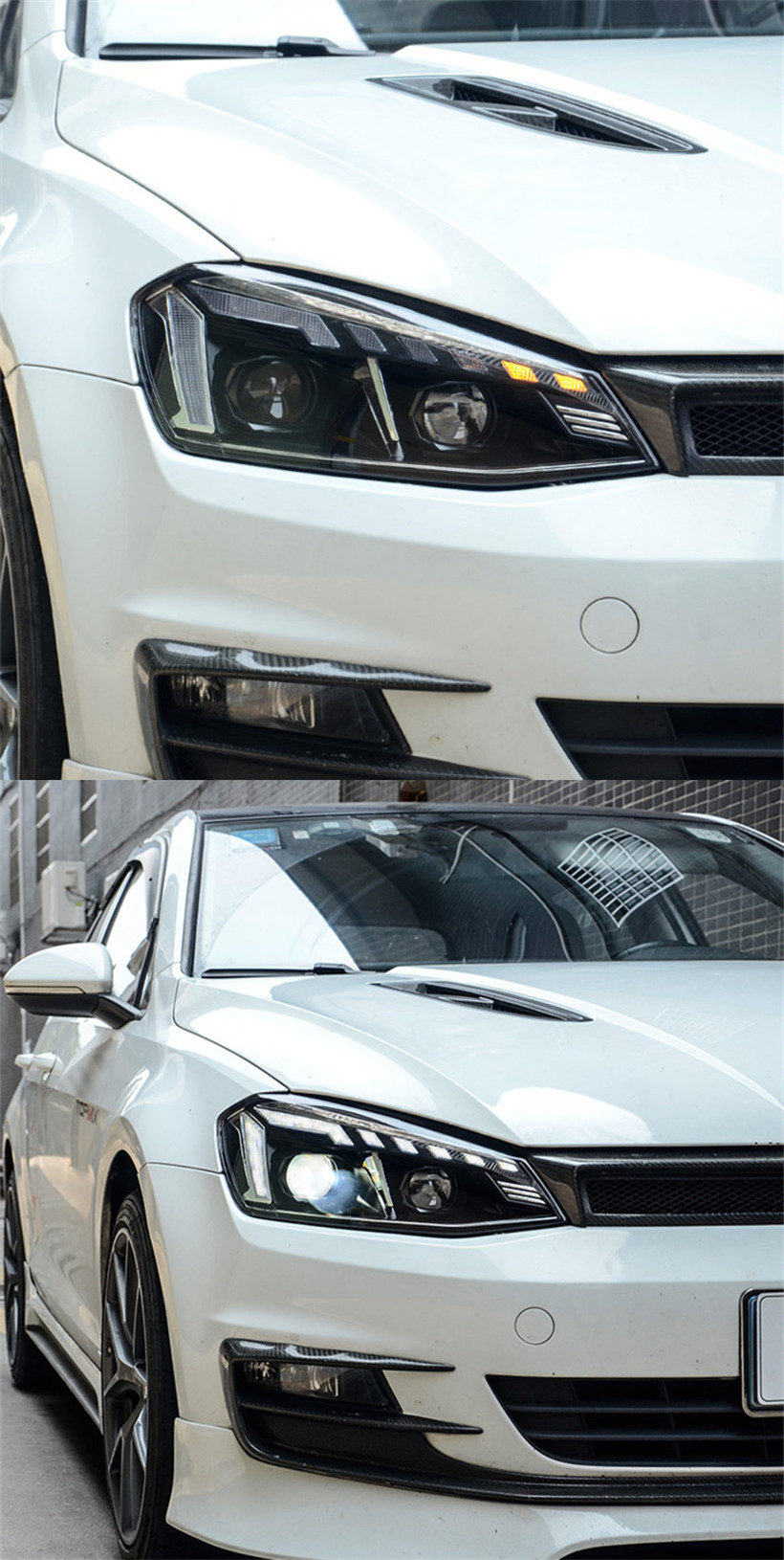 Headlights All LED For VW Golf 7 LED Headlight 2013-17 MK7 Turn Signal Angel Eye Lens Daytime Running Lights High Beam