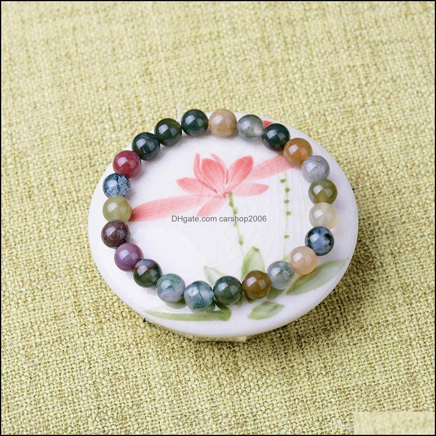 Beaded Strands Bracelets Jewelry Natural Stone For Men Women Mtiple Colors 8Mm Jaded Beads Quartzs Round Beaded Stretch Bracelet Bangles Dr