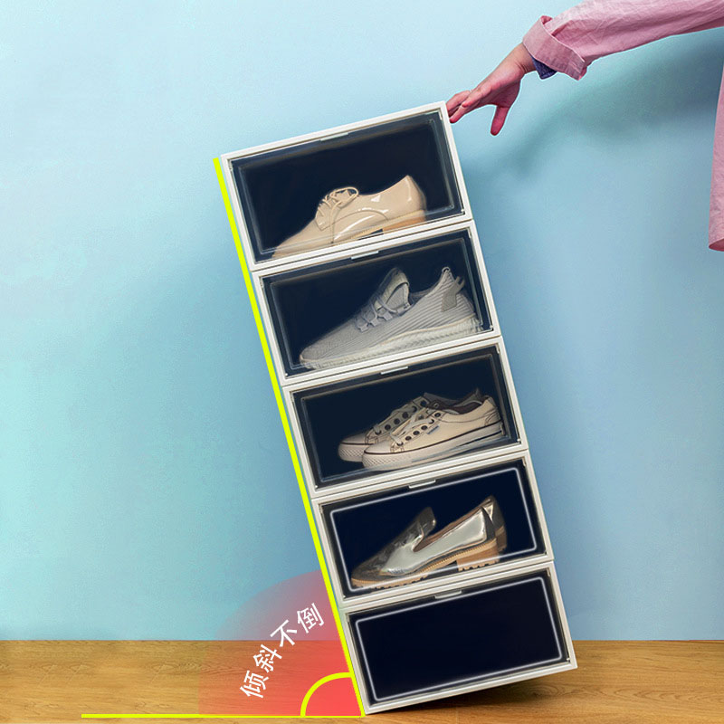 Plus size side opening basketball plastic shoe box men and women household storage box shoes rack
