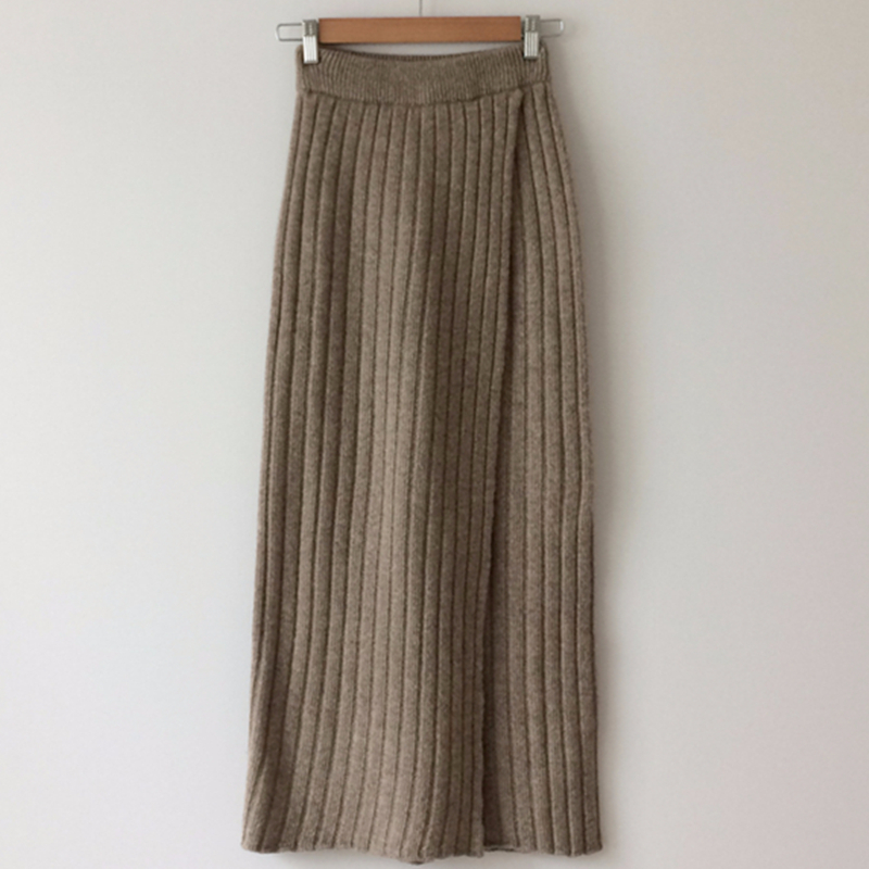 Colorfaith Knitting Chic Straight Korean Fashion Split Harajuku Elegant Vintage Spring Winter Women Long Skirts SK1967 220317