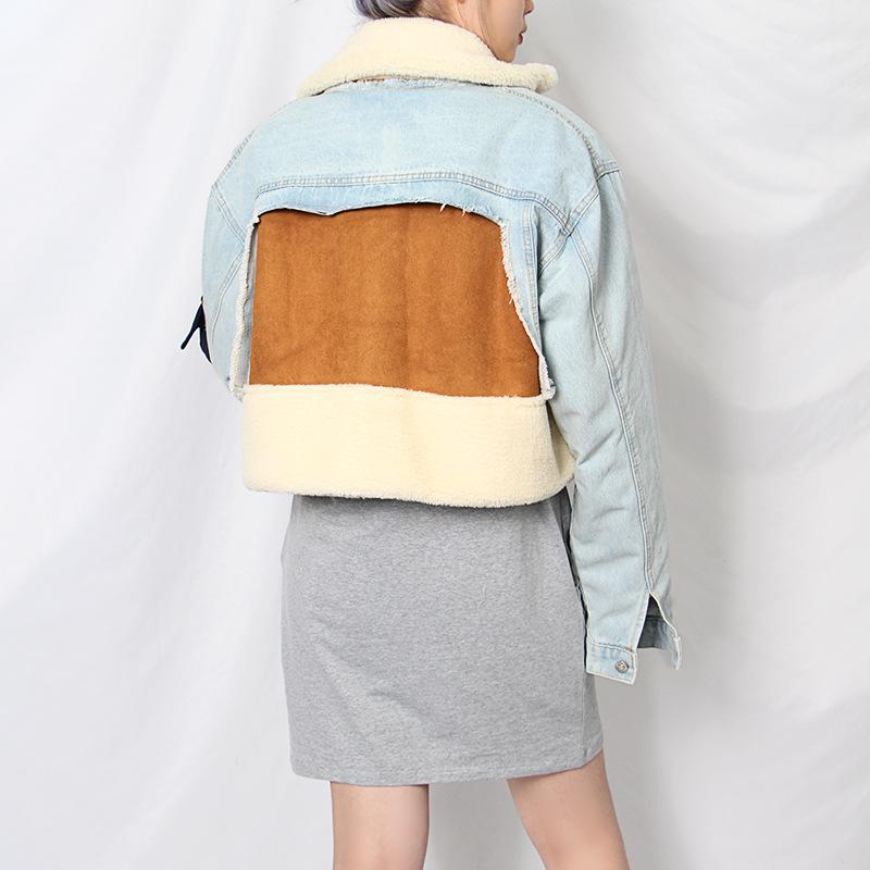 Fashion Suit Collar Denim Stitching Lamb Star' Same Winter 2022 Hair Thick Loose Jacket Women' Jackets, Black
Fashion Suit Collar Denim Stitching Lamb Star' Same Winter 2022 Hair Thick Loose Jacket Women' Jackets, Black