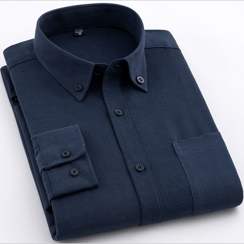 Oxford Mens Long-sleeved Shirts Casual White Red Blue Gray Green Navy Business Men Long Sleeve Slim Button Up 220322