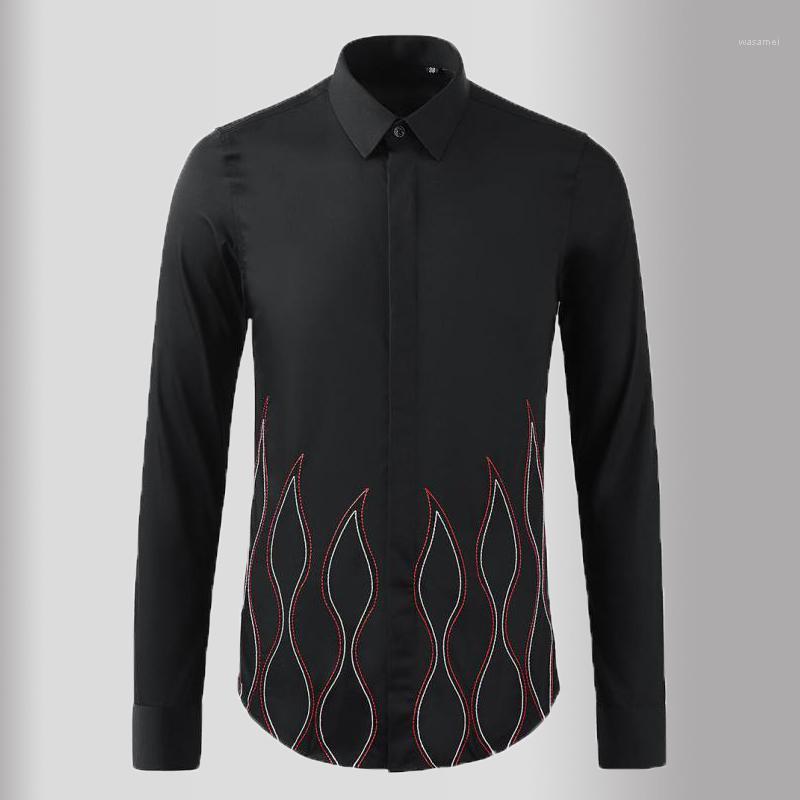 Mens Shirts Luxury Long Sleeve Flame Embroidery Casual Dress Slim Fit Party Male Men's, White
Mens Shirts Luxury Long Sleeve Flame Embroidery Casual Dress Slim Fit Party Male Men's, White