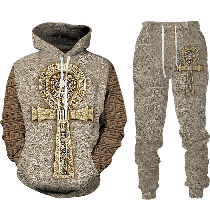 Horus Egyptian God Eye of Egypt Pharaoh Anubis Hoodie Tracksuit Men Clothing Sets Autumn Winter Sweatpants Male Sweatshirt Suit 220609