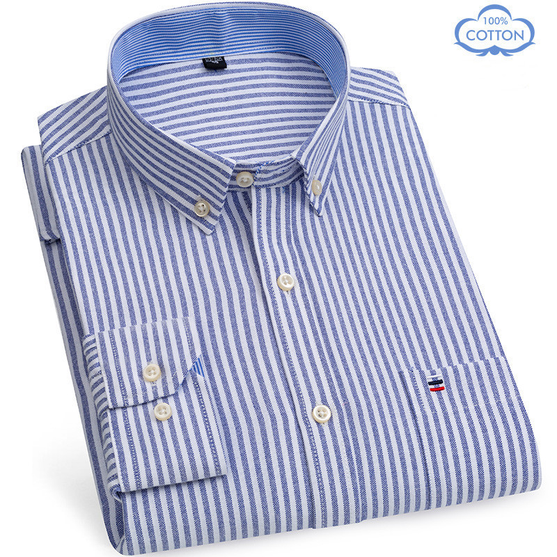 Plus Size S To 7XL Men Long Sleeve 100% Cotton Oxford Soft Comfortable Regular Fit Quality Summer Business Man Casual Shirts 220322