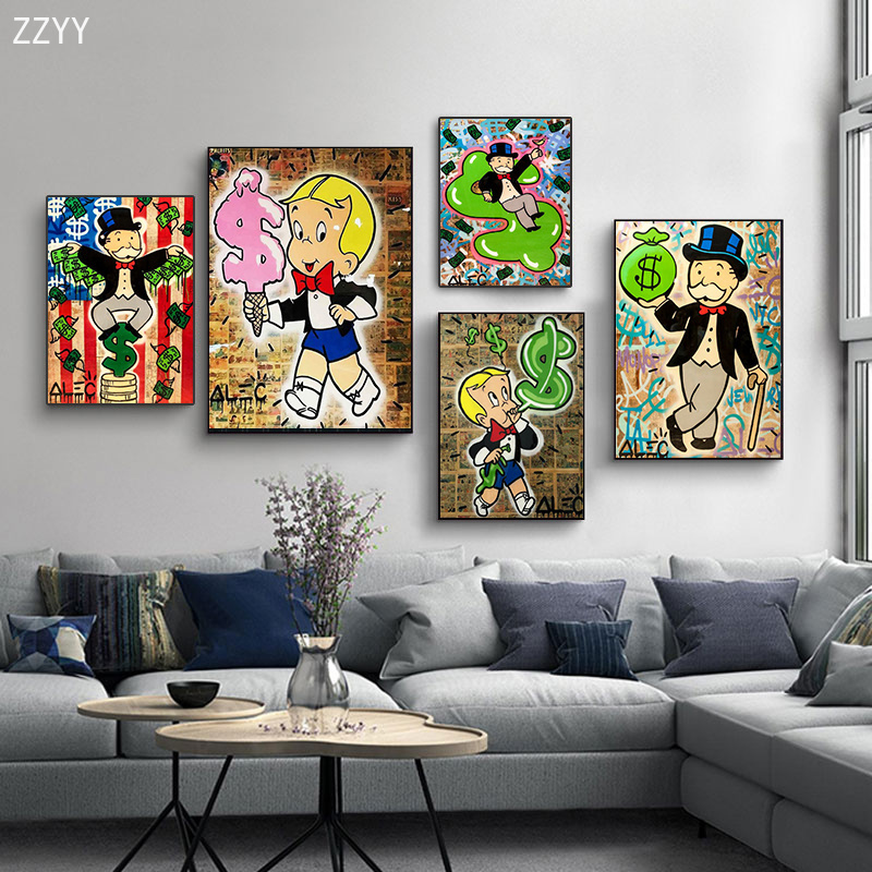 Graffiti Artworks Alec Monopoly Rich Man Dollars Money Pop Art Canvas Poster Painting Cartoon Street Art Wall Pictrue Home Decor
Graffiti Artworks Alec Monopoly Rich Man Dollars Money Pop Art Canvas Poster Painting Cartoon Street Art Wall Pictrue Home Decor
