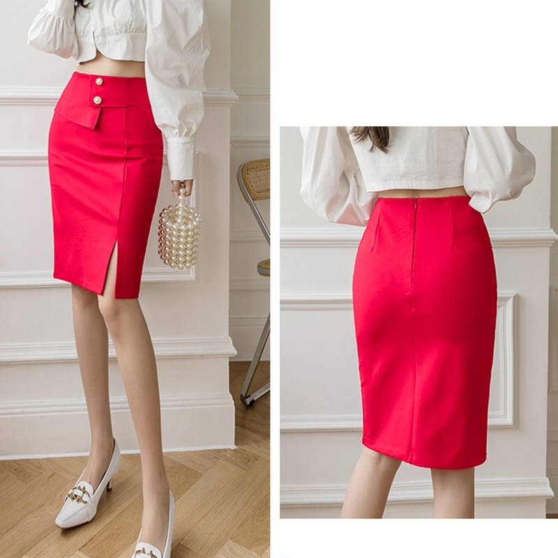 Plus Size Pencil Black Skirt Korean Fashion Clothing Elegant High Wiast Bodycon Skirt Sexy Office Midi Mujer Faldas 220322