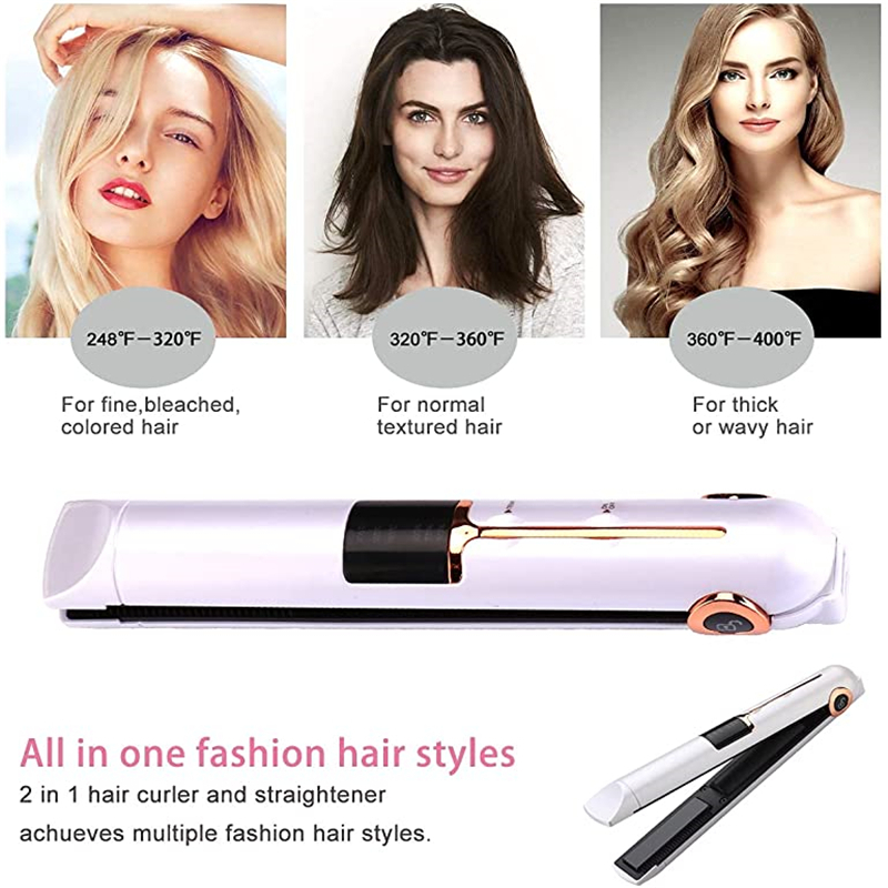Wireless Hair Straightener Ceramic Mini Flat Iron Hair Curling Irons Styling Tools Cordless Beard Hair Straightener 220623