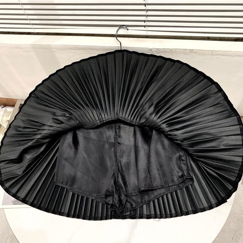 DEAT Women Black Casual Gold Pleated Skirt Arrivals High Waist Temperament Fashion Spring Autumn 11D5019 220317